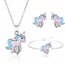 Load image into Gallery viewer, 4pcs/set Necklace Earrings Cartoon Unicorn Necklace Earring Jewelry Pink Girls Gift Jewelry Jewelry  Earring and Necklace Set