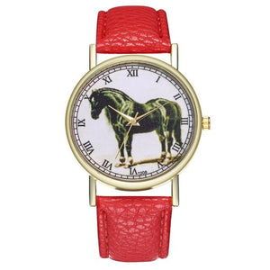 Lover's Quartz Watch Unique Horse Pattern Lovers Wrist Watch Trendy Leather Strap High-quality Brand New Women Watch