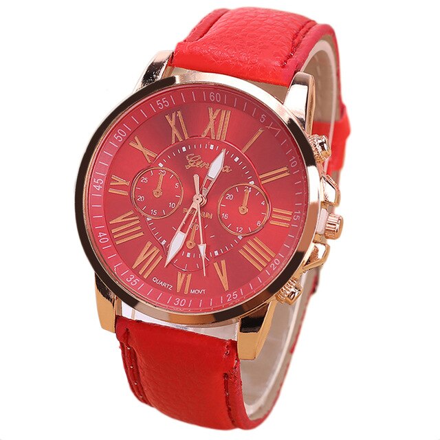 OUTAD Fashion Women Brand Lover's Casual Stylish Romen Numerals Faux Leather Quartz Watch Montre Watches Relojes Mujer feminino