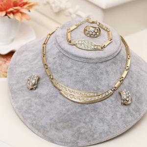 Dubai Gold Jewelry Sets Nigerian Wedding African Beads Crystal Bridal Jewellery Set Rhinestone Ethiopian Jewelry parure