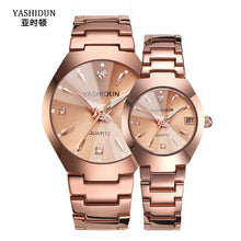 Load image into Gallery viewer, Couple Watch Men and Women Rose Gold Quartz Watch Classic Unisex Stainless Steel Lover&#39;s Wrist Watches Christmas Valentine Gifts